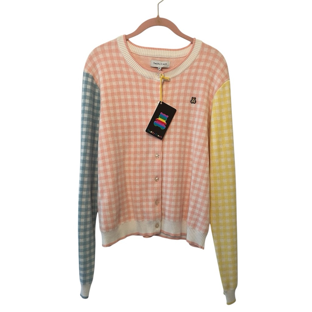 Teddy Fresh Women's Pastel Gingham Cardigan